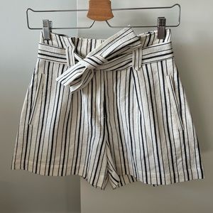 Sezane Zoe shorts ecru blue striped size 2